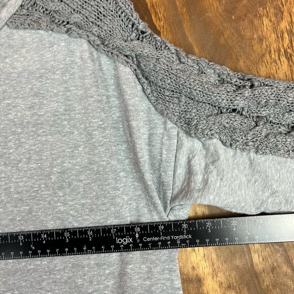 Evys Tree Womens Sweatshirt Gray Pullover Consuelo in Platinum Cable Knit M - Picture 6 of 13